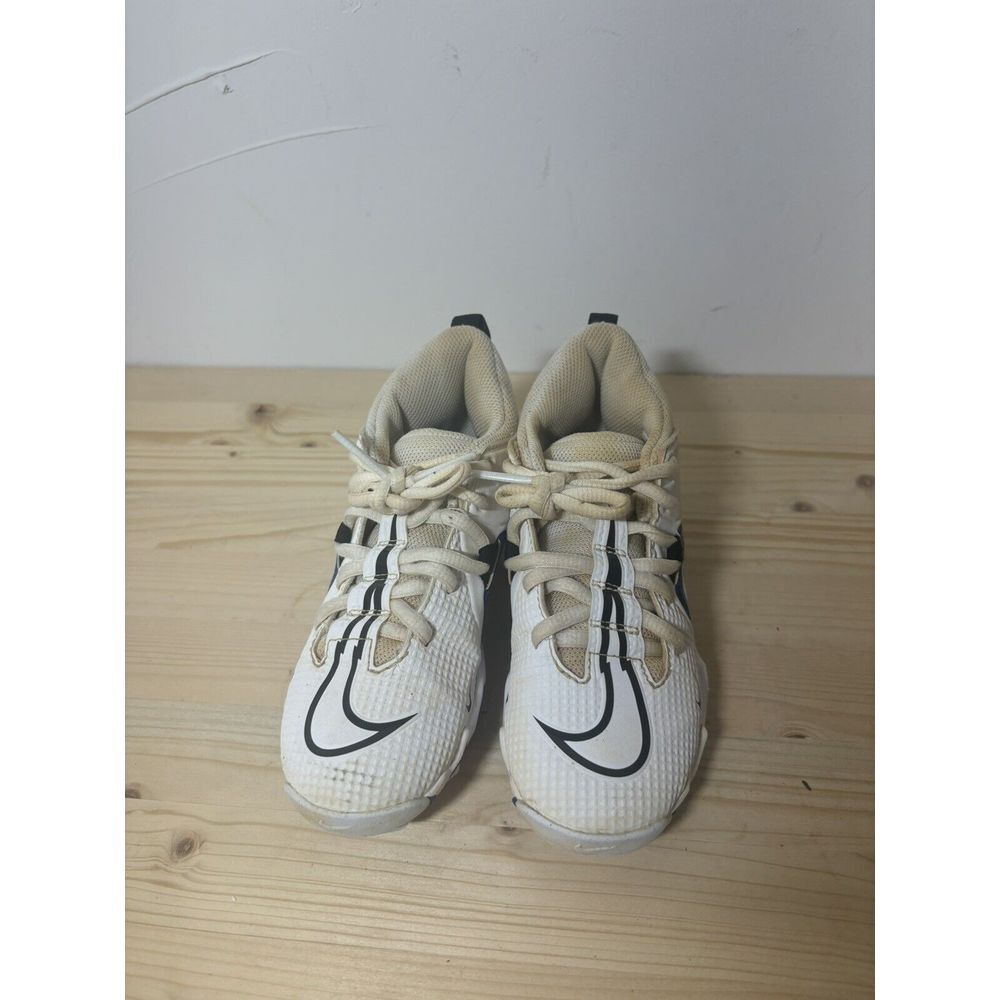 NIKE Boys Size 13C Alpha Menace  Varsity 3 Mid Football Cleat White & Blue‎ S26